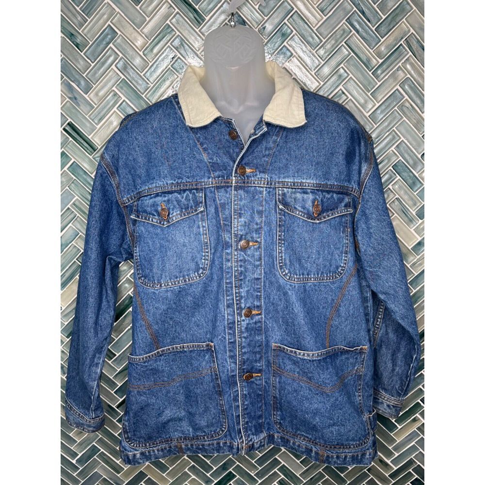 MENS VINTAGE JORDACHE LARGE STONEWASH DENIM‎ JEAN TRUCKER COWBOY RANCH JACKET